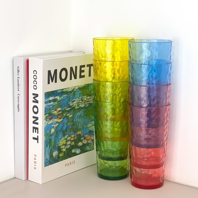 Yanglonghui 24-Ounce Plastic Tumblers (Set of 8), Reusable Plastic Mugs, BPA-Free Acrylic to Drink Mugs, Shatter Resistant, Textured Interior, Dishwasher Safe (Multi Color, 24 Ounce)