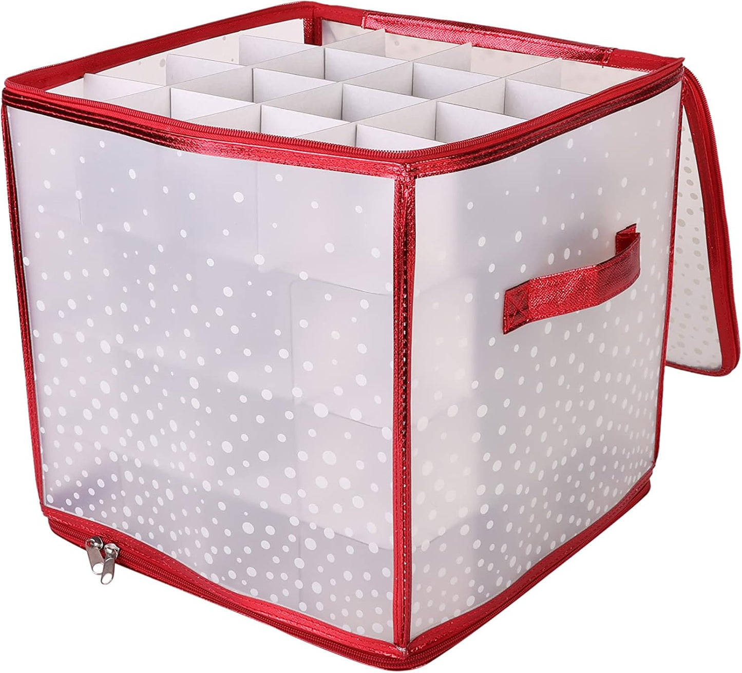 Ornament Storage Organizer for 112 Ornaments | Zipper Closure | Space-Saving Red Design