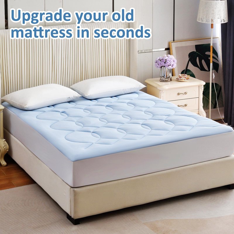Friendriver King Size Cooling Mattress Pad Waterproof Mattress Topper for Hot Sleepers - Soft Breathable Mattress Cover with 8"-21" Deep Pocket (78×80",Blue)