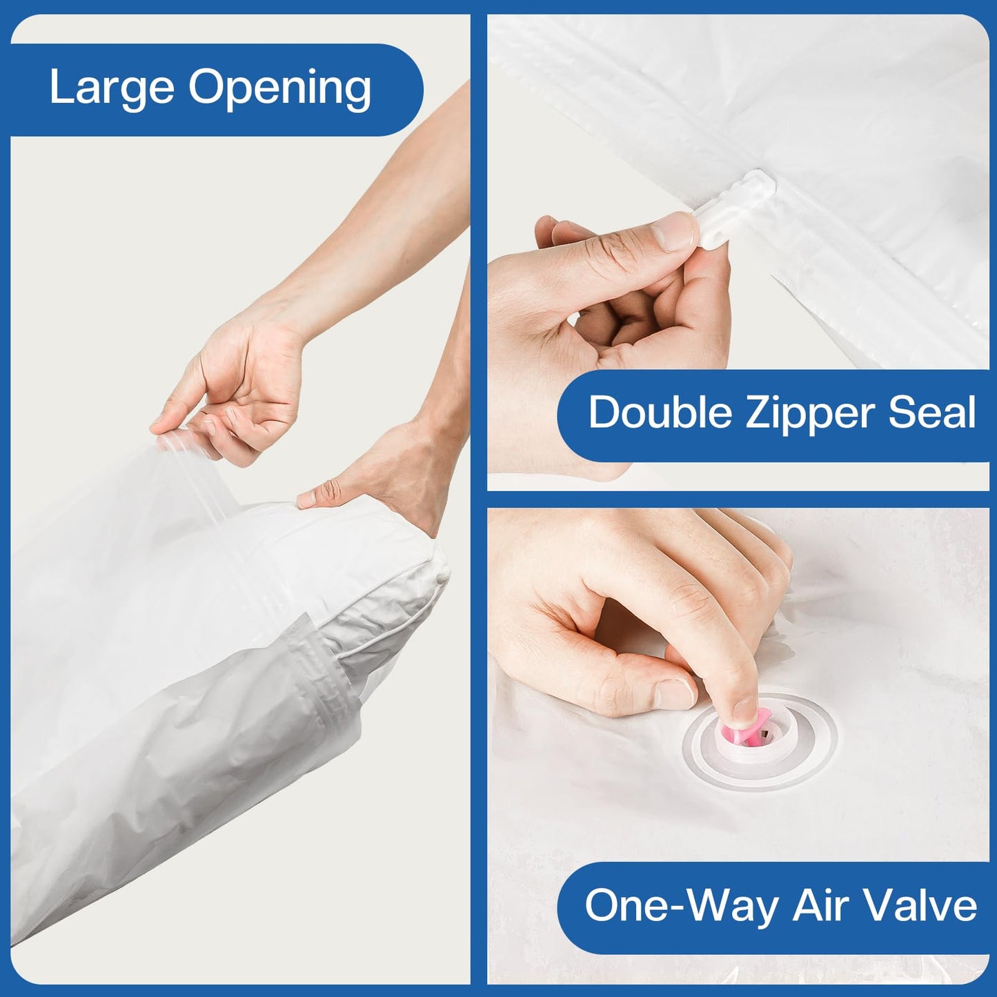Vacbird Vacuum Bags for Travel, 6 Pack Vacuum Seal Bags for Clothing Travel, Vacuum Storage Bags with High Pressure Electric Pump, Travel Space Saver Bags for Luggage