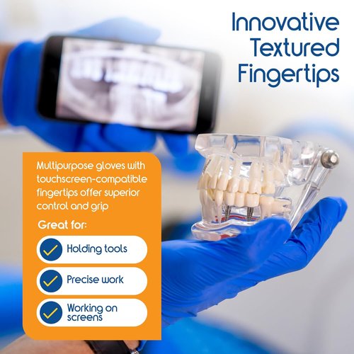 Inspire Cobalt Blue Nitrile Disposable Gloves - 4.5 Mil Safety Medical Exam & Cleaning Gloves