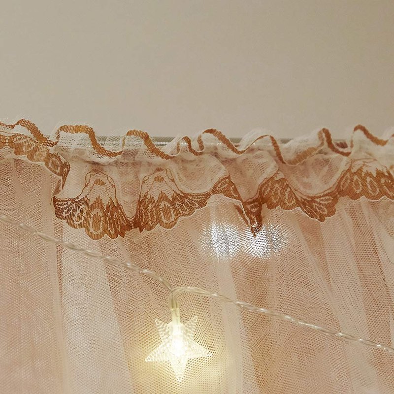 Joyreap Luxury 4 Corners Post Canopy Bed Curtains - Coral & White Cozy Drape Netting - Cute Princess Style Bedroom Decoration Accessories(Reddish Brown,86" W x 78" L, King)