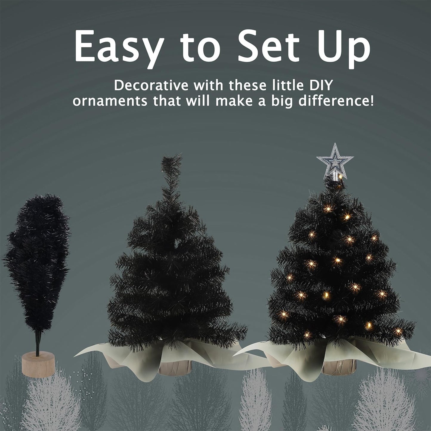 Juegoal Mini Christmas Tree - 24 Inch Lighted Tabletop Pine Tree with 50 LED Lights | Battery Operated & Timer