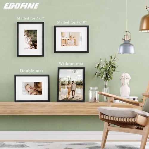 Egofine 11x14 Picture Frame - Solid Wood Photo Frame with Plexiglass for Tabletop & Wall Display