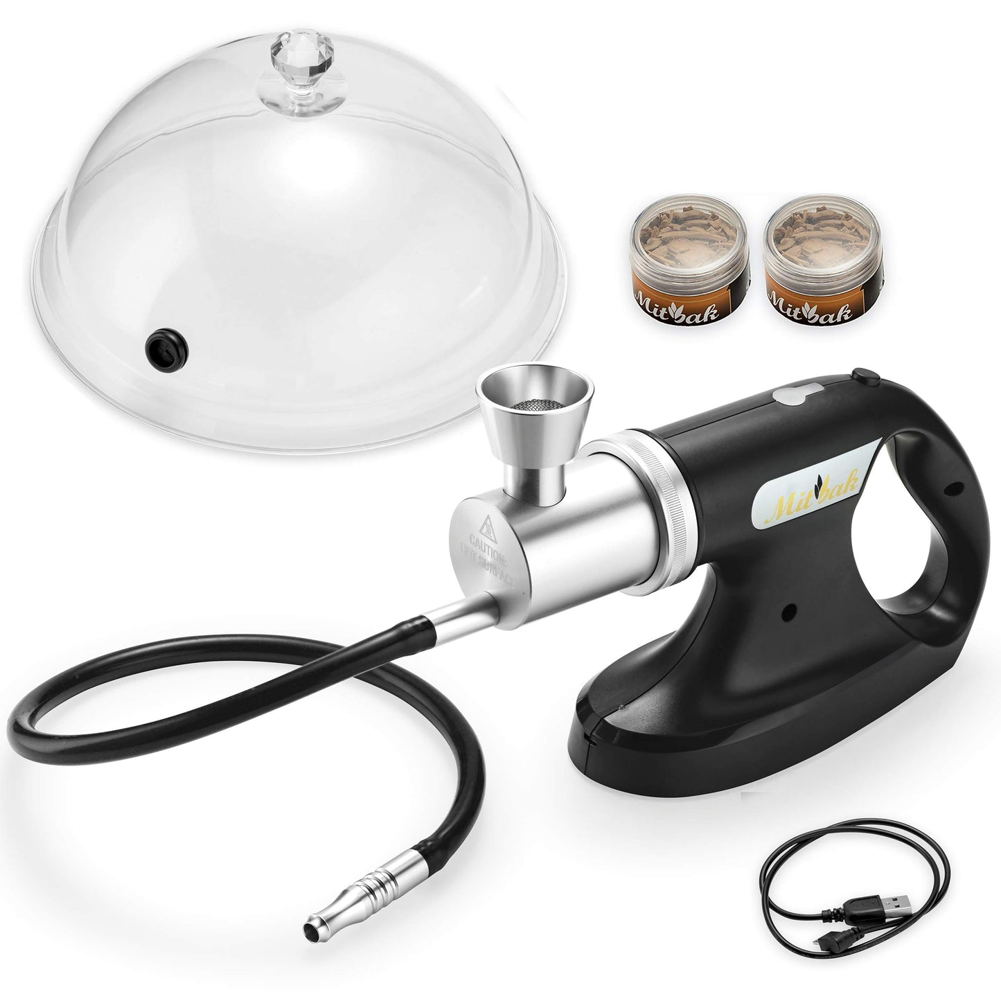 Mitbak Cocktail Smoker Kit With Dome Lid And Woodchips, Whiskey Smoker Kit, Bourbon Smoker Kit, Portable Smoking Gun, Bourbon Gifts for Men, Indoor-Outdoor Smoke Infuser Machine, Excellent Gift