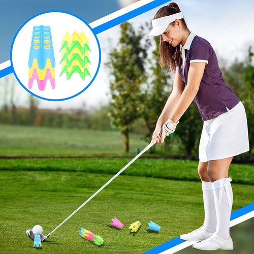 Honoson Golf Simulator Tees - 30 Durable Plastic Practice Tees for Indoor/Outdoor Use | 15 Tall & 15 Small