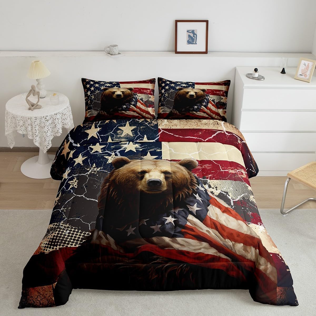 jejeloiu Baseball Comforter Set Twin Size Kids Camo American Flag Comforter for Boys Girls Teens Camouflage Bedding Set Breathable Baseball Games Duvet Set Room Decor Quilt Set
