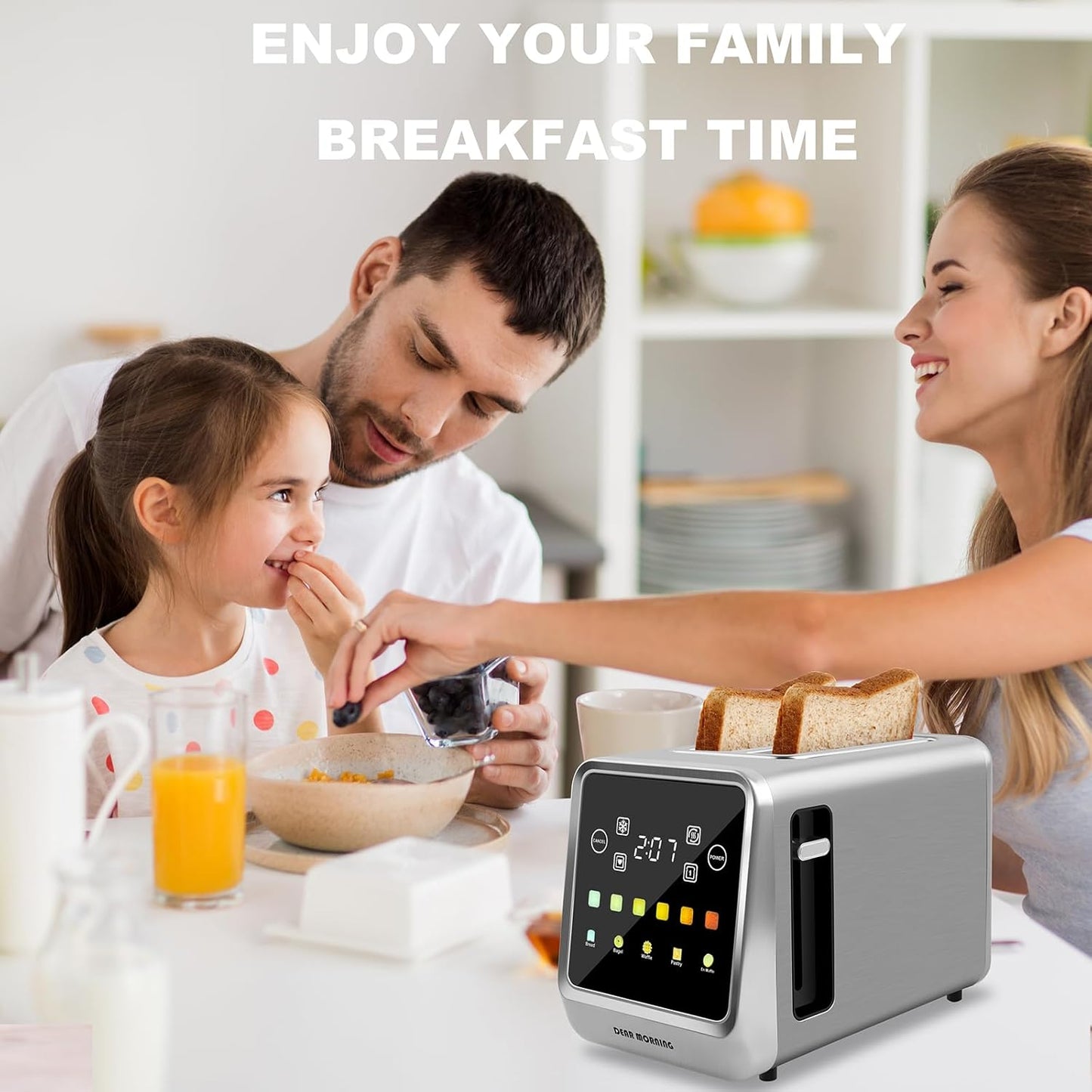 Skiennix Touch Screen Toaster - 2 Slice Stainless Steel with LCD Display & Extra Wide Slots
