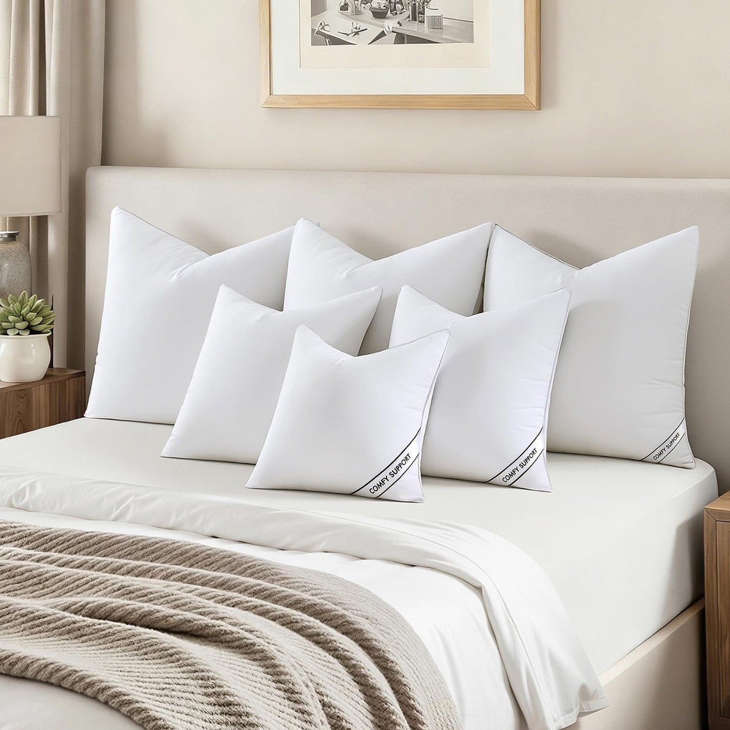 MIULEE 18x18 Inch Pillow Inserts - Pack of 2 Comfy Down Alternative Throw Pillows for Sofa & Bed