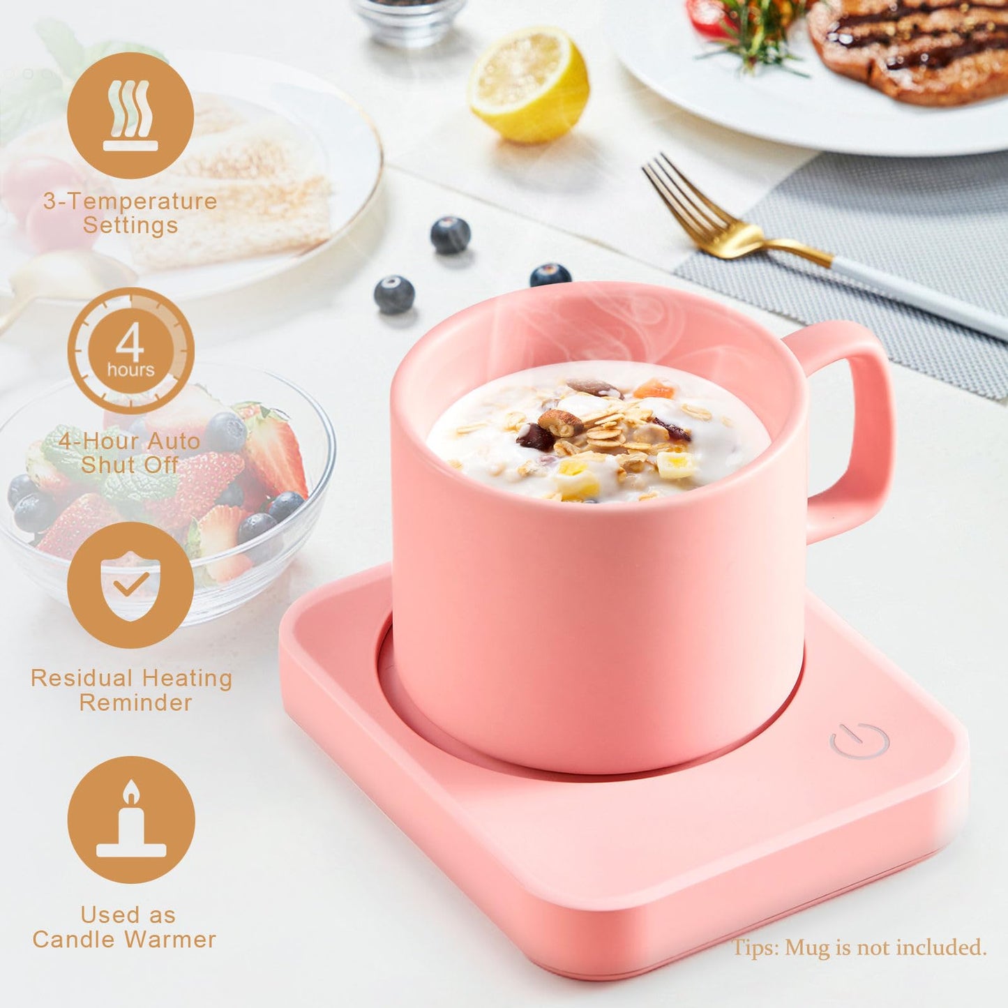 VOBAGA Coffee Mug Warmer for Desk with Auto Shut Off & 3-Temp Settings, Coffee Cup Warmer Galentines Day Gift Home Office Accessory, Perfect for Coffee, Tea, Milk (No Mug)