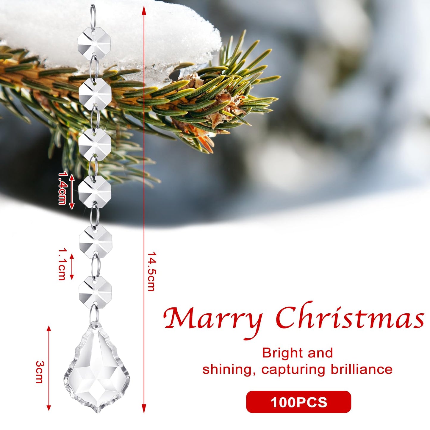 Nuenen 100 Pcs Acrylic Hanging Crystals for Centerpieces Chandelier Clear Crystal Garland Strands Ornament Acrylic Clear Beads Prisms Pendant for Christmas Tree Window Home Decoration(Maple Leaf)