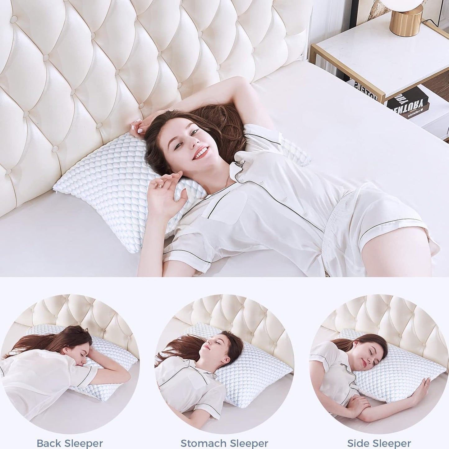 OSBED Cooling Memory Foam Pillows - Adjustable Queen Size Set of 2 | Temperature-Regulating & Hypoallergenic