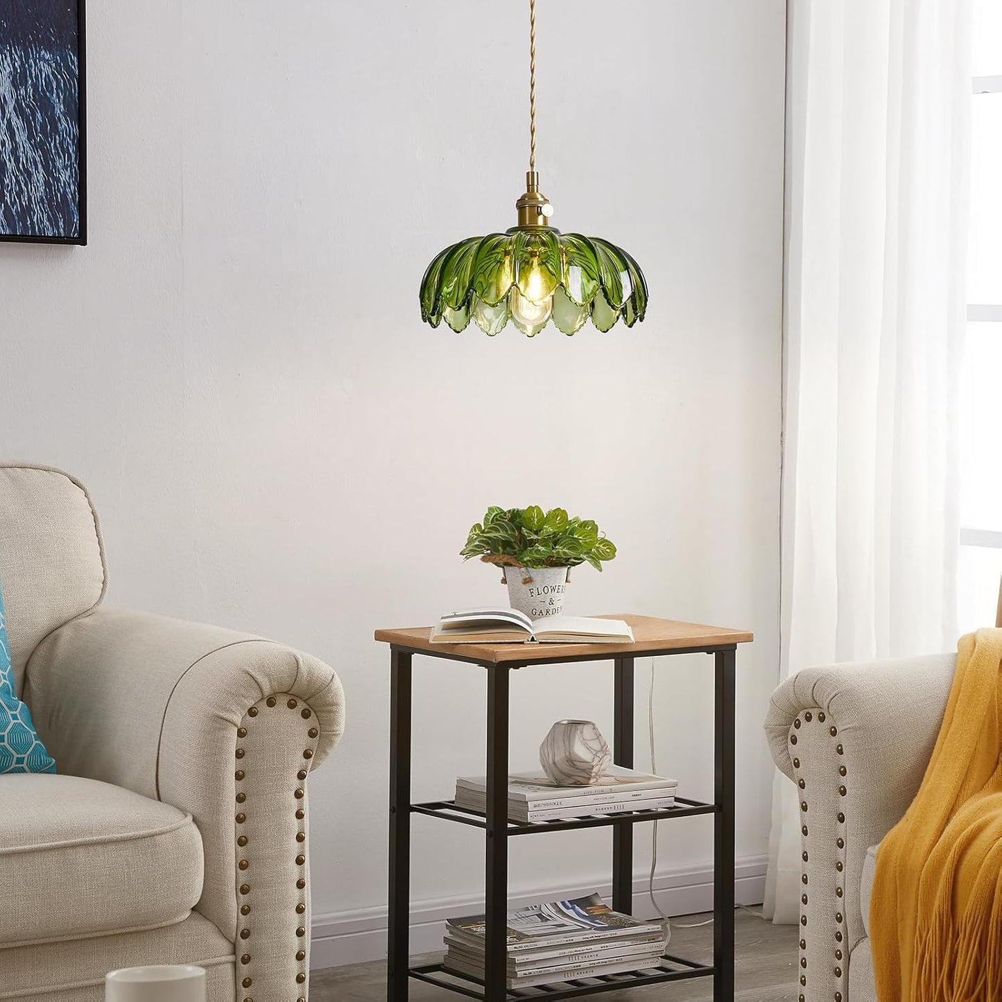 Glass Pendant Light Vintage Light Fixtures, Vintage Pendant Lights, Modern Chandelier Pendant, Adjustable Hanging Light for Bedroom Living Room Kitchen Island, Bedroom Hotel Dining Room