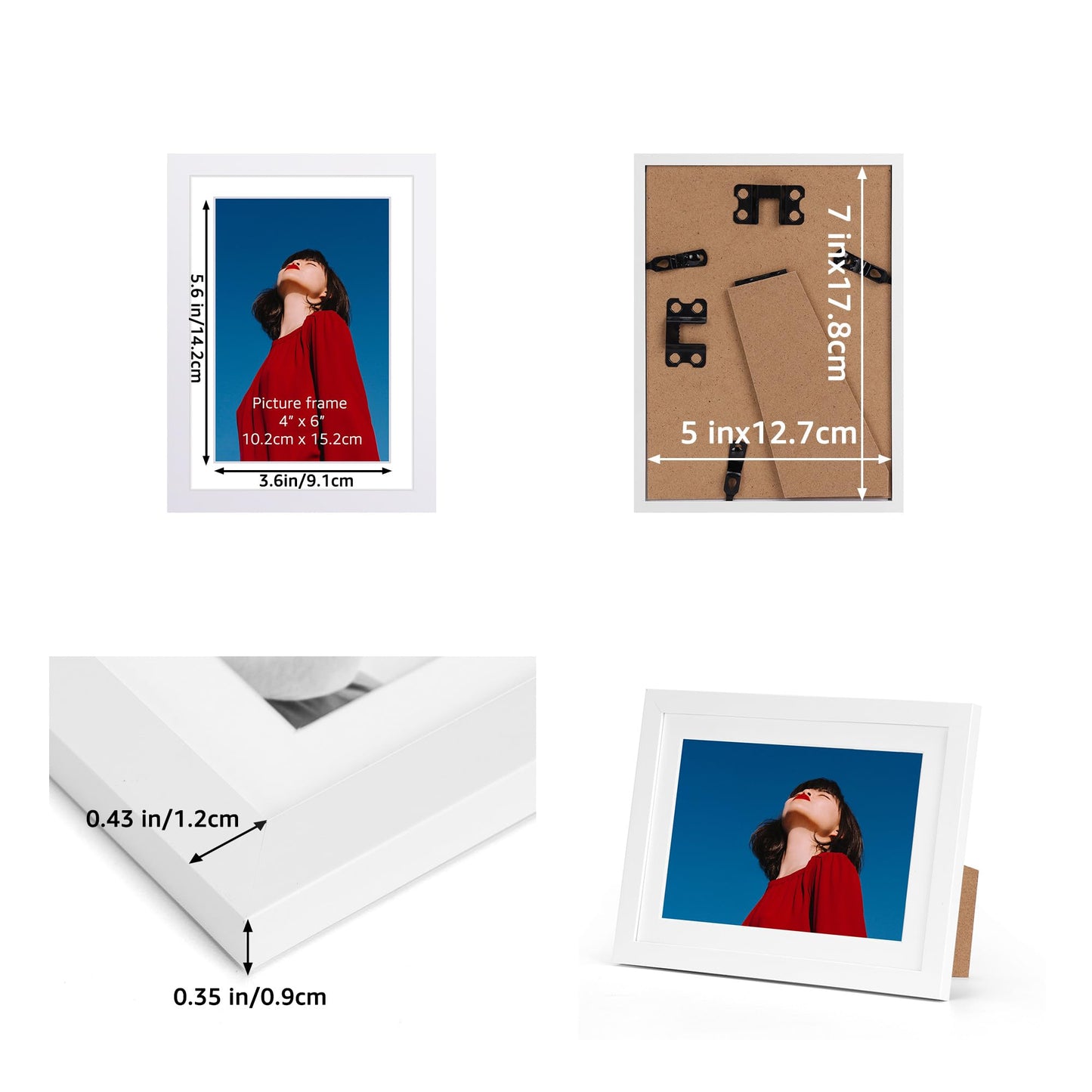 Lavezee 5x7 White Picture Frame Set of 10, Bulk Collage Frames for Photos 4x6 with Mat or 5x7 without Mat, Table Top and Wall Mounting Decor