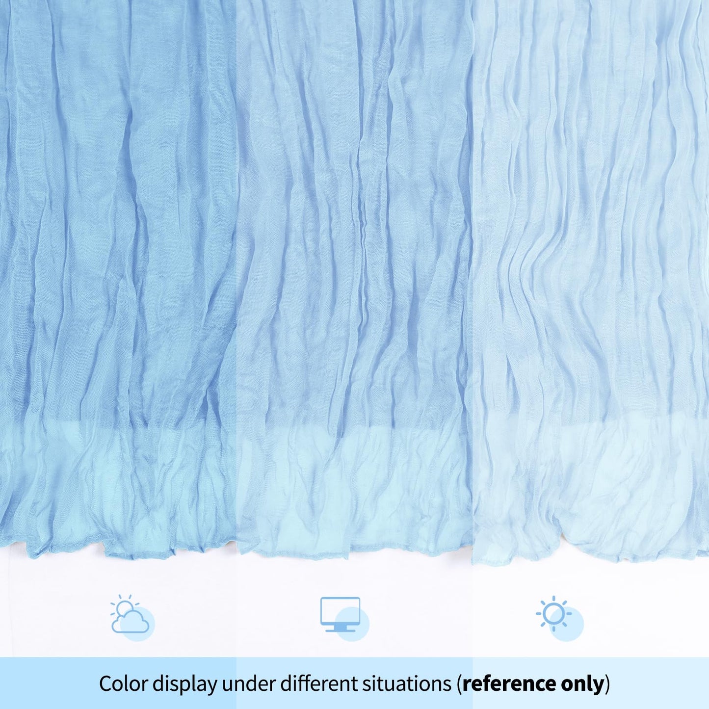 RealBox 12 Pack Baby Blue Cheesecloth Table Runner 17x108 Inch Semi Sheer Boho Gauze Cheese Cloth Fabric Table Runners, for Wedding Party Baby Shower Birthday Home Decor Garden Farmhouse