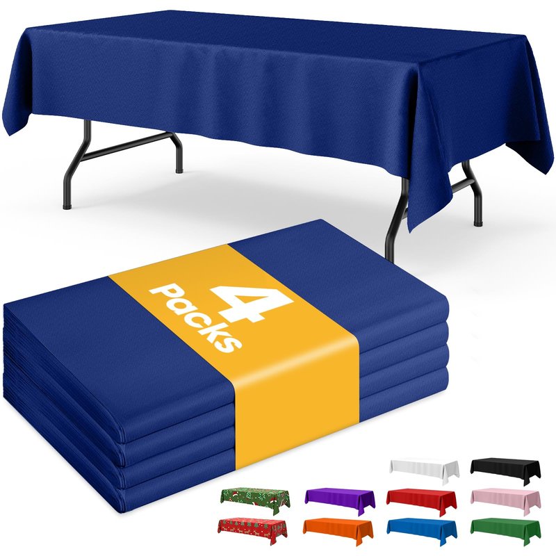 Niuara Navy Blue Plastic Table Cloth - 4 Pack 54" × 108" Rectangle Disposable Tablecloths for 6FT Tables, Table Cover for Party, Holiday & Gathering Use