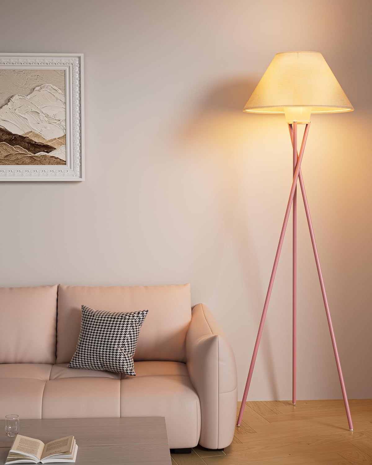 Tripod Floor Lamp, Black Standing Lamps with E26 Bulb Included, Mid Century Modern Tall Lamps for Living Room Bedroom Home Decor