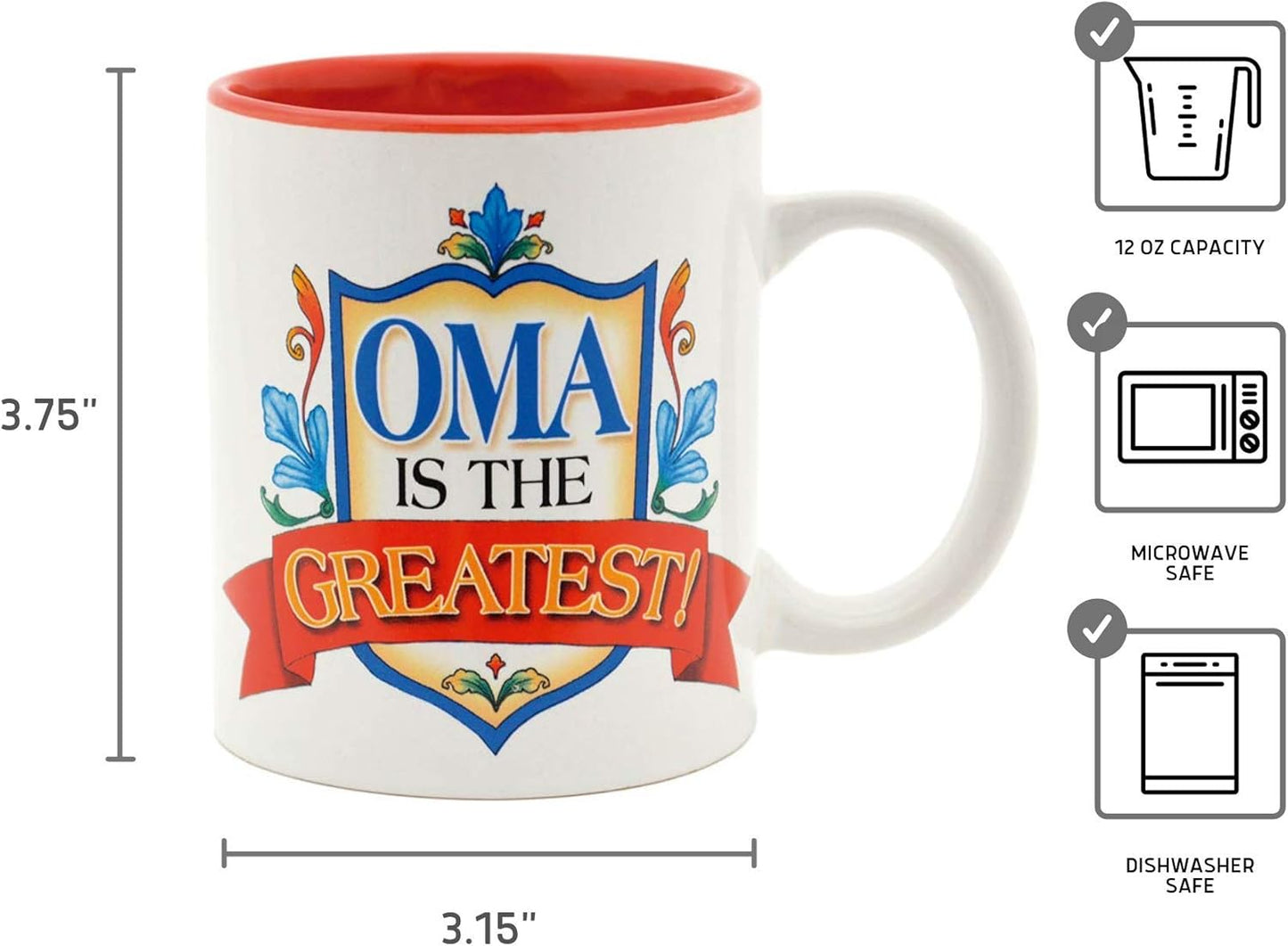 12 oz. Ceramic Coffee Mug - 'Oma is the Greatest' Multicolor Gift for German & Dutch Grandmas
