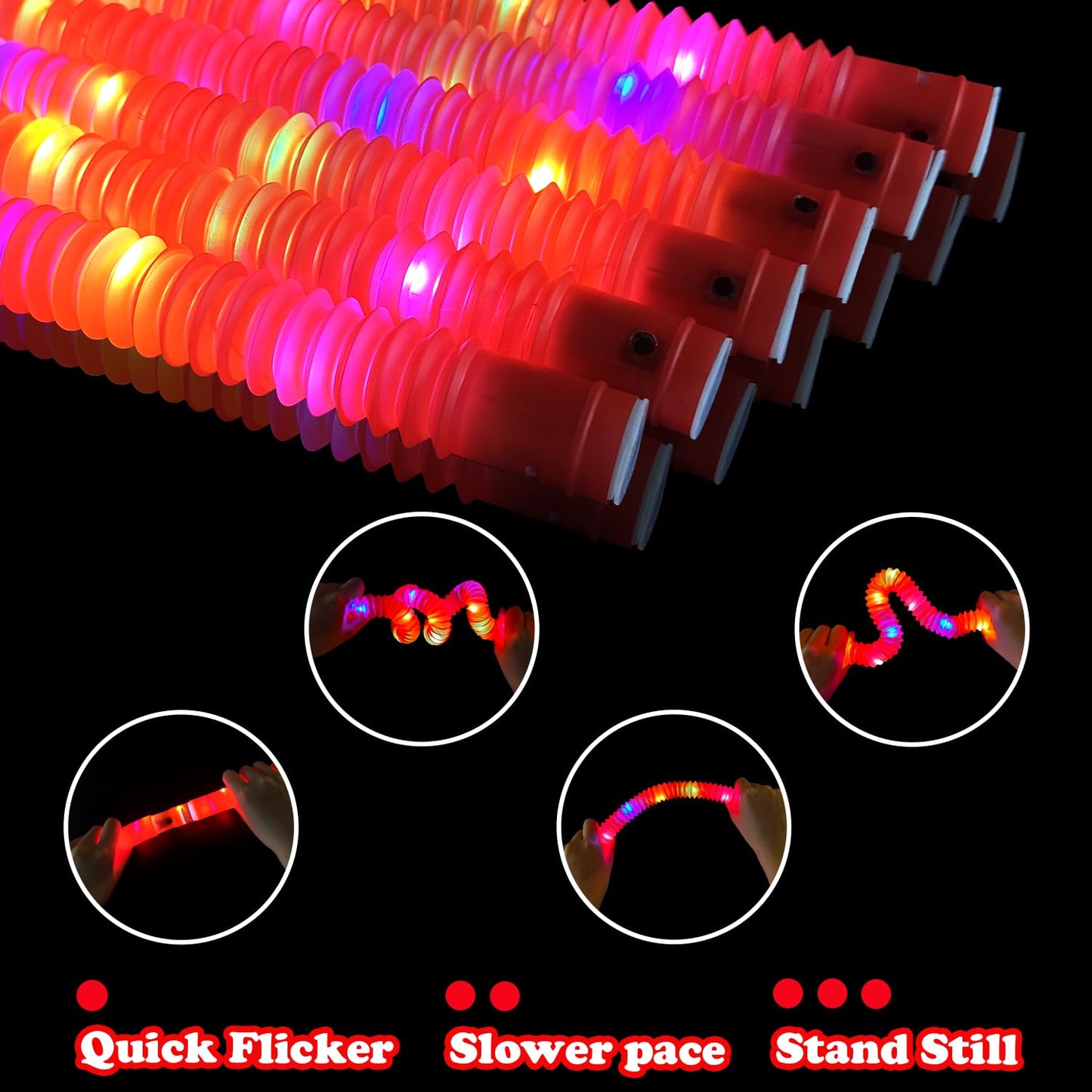 Red Graduation Glow Sticks Pop Tubes 24 PCS,Light Up Bracelets Necklaces,Glow Party Favors for Kids Graduation Party,Kindergarten Preschool End of School Year Goodie Bag Stuffers Classroom Prizes