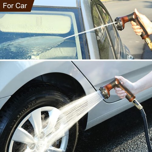 FANHAO Heavy Duty Metal Garden Hose Nozzle - 8 Spray Patterns with Thumb Control | Brown