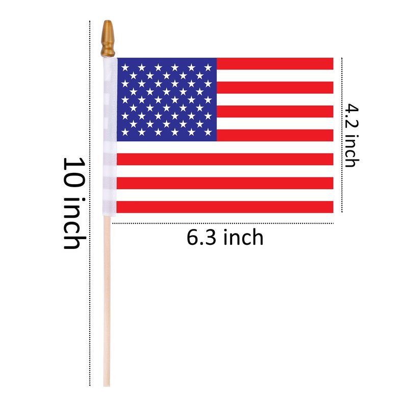 Small American Flags on Stick,65 American Flags Hand Held Mini US Flags for American Independence Day,Memorial Day President's Day,Veterans Day (4x6 Inches)