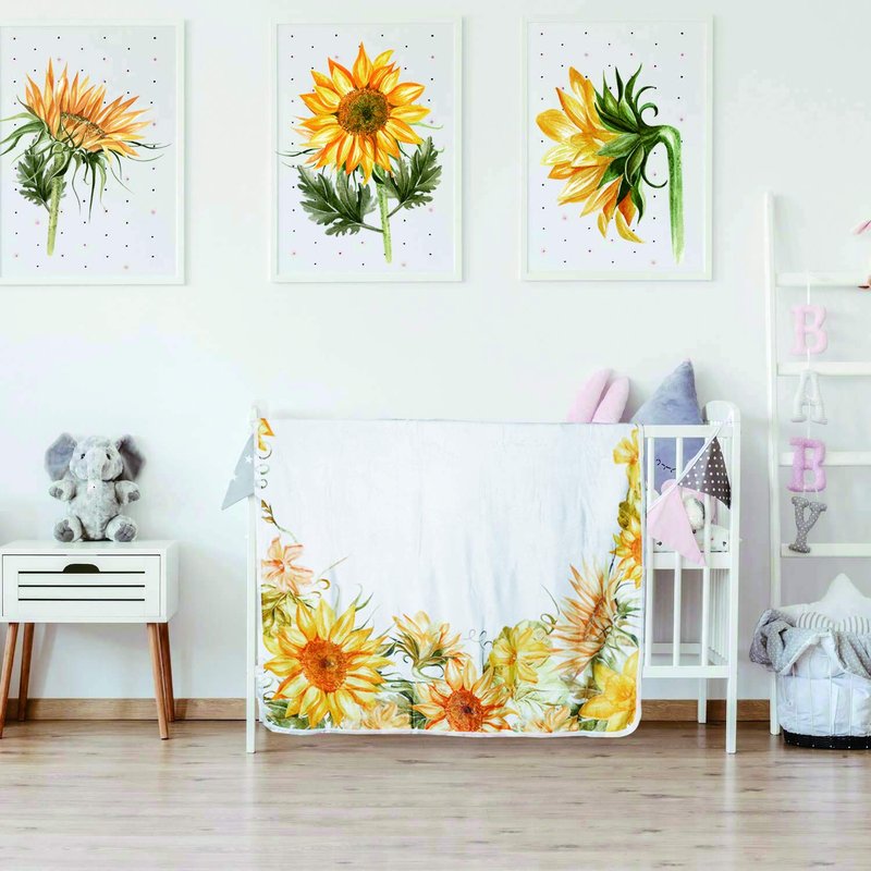 Yoothy Sunflower Baby Monthly Milestone Blanket Girl, Floral Newborns Month Blanket Gift for Baby Shower, Soft Plush Photo Prop Blanket, Wreath &Headband Included, 45''x40''