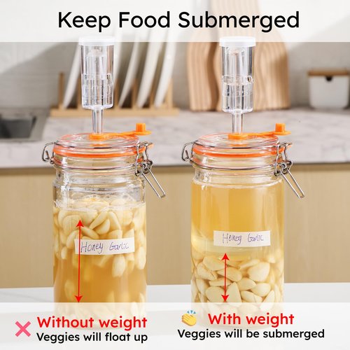 Jillmo Easy Grip Fermentation Weight- 4 Pack of Glass Weights for Wide Mouth Mason Jars