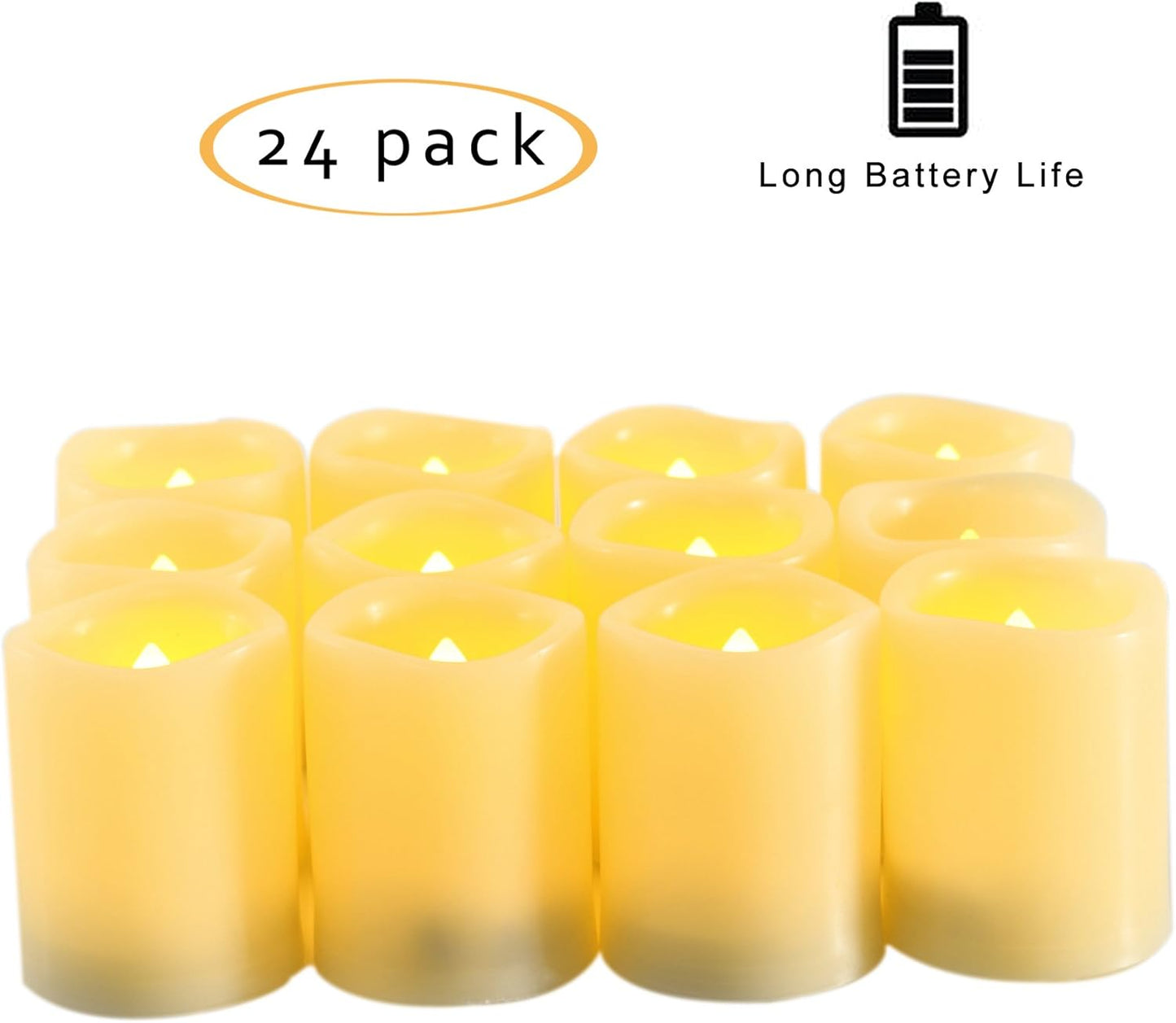 12 PCS LED Flameless Votive Candles - Long-Lasting Battery Operated with 120+ Hours Life