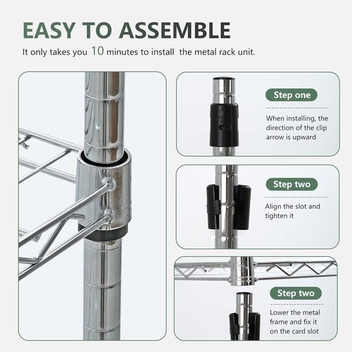 BestOffice 5-Tier Wire Storage Shelves with Wheels - Heavy-Duty Metal, Adjustable, Chrome | 14x30x60 | Holds Up to 220 lbs | Easy No-Tool Assembly for Home & Garage