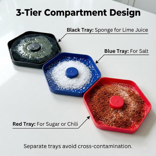 Dulzstud Margarita Salt Rimmer Set of 3, Bar Glass Rimmer for Cocktails Drinks, Drink Salt and Sugar Rimmer Tray, Bar Tool Accessories