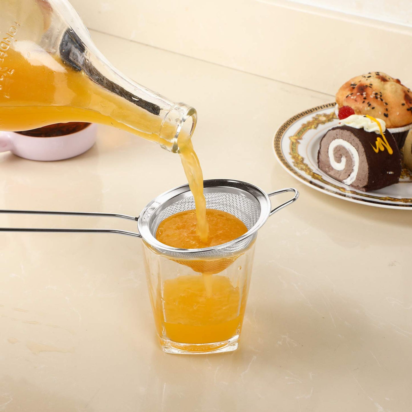 Patelai 3 Pieces Tea Strainers Cocktail Strainer Stainless Steel Fine Mesh Strainer Colander Conical Food Loose Tea Filter Practical Bar Colander Tool