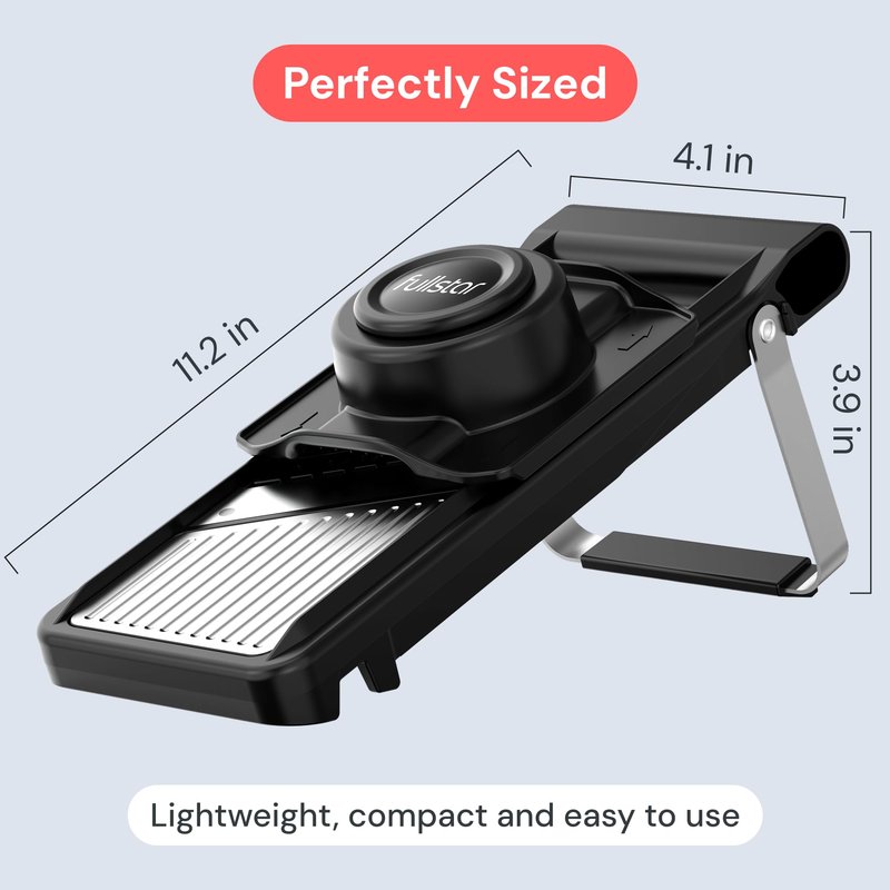 Fullstar Mandoline Slicer for Kitchen – Stainless Steel Vegetable Cutter & Cheese Grater with Adjustable Blades, Safety Glove & Catch Tray Included (7-in-1, Silver)