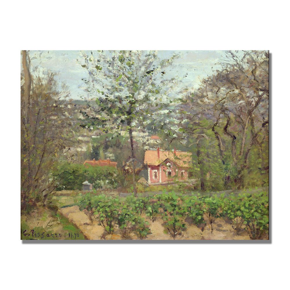 Trademark Fine Art The Cottage Canvas Wall Art by Camille Pissaro, 18 by 24-Inch