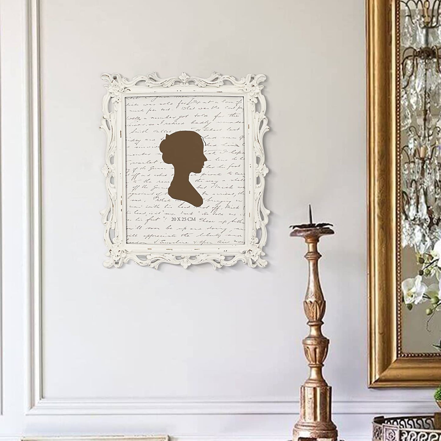 AELS 8x10 Inch Vintage Picture Frame, Elegant Antique Photo Frames with Glass Front, Photo Display, Tabletop Wall Hanging, Gift Ideas, White Waves