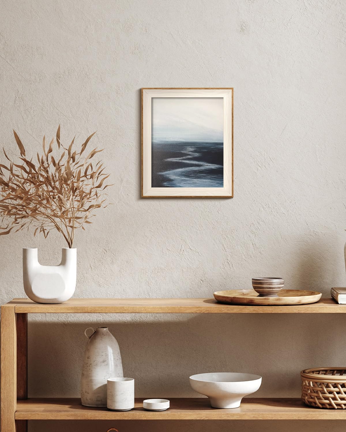VIYYIEA Framed Wall Art - Abstract River Canvas Prints for Living Room | 12" x 10" Landscape Decor