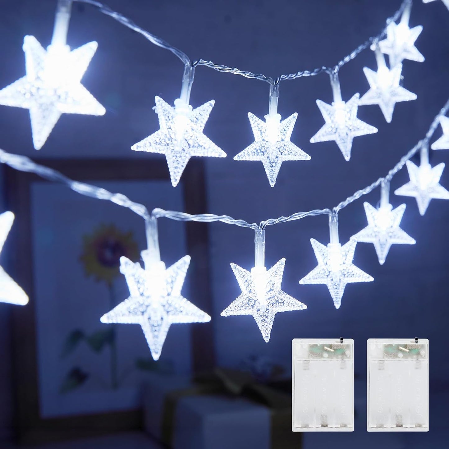 200 LED Fairy Lights with Remote & Timer - 16.4Ft Silver Wire Twinkle Lights for Indoor Christmas, Wedding & Party Decor