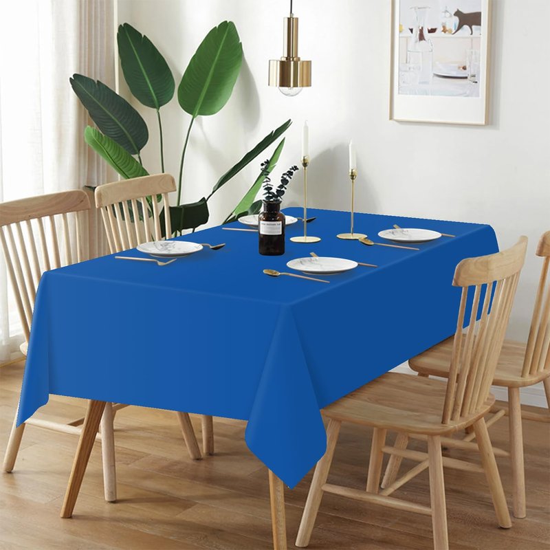 QIKSION Blue Plastic Table Cloth Disposable 12 Pack, 54 x 108 Inch Tablecloths for Patriotic Decorations, Birthday Party, Rectangle Table Cover