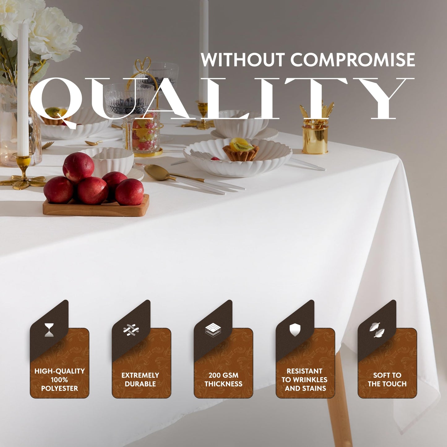 White Square Tablecloth 52x52 Inch, 200GSM - Set of 2 Extra Soft Square Tablecloths - Stain and Wrinkle-Resistant, Machine Washable, Card Table Tablecloth Square for Any Occasion, Premium Quality
