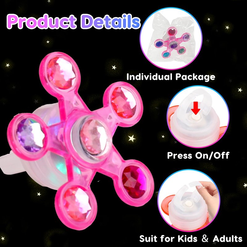 24PCS LED Light Up Fidget Spinner Rings Glow Party Favors Bulk for Kids 4-8 8-12 Summer Goodie Treat Bags Stuffers Pinata Fillers Carnival Prizes Classroom Treasure Box Toys Birthday Return Gifts