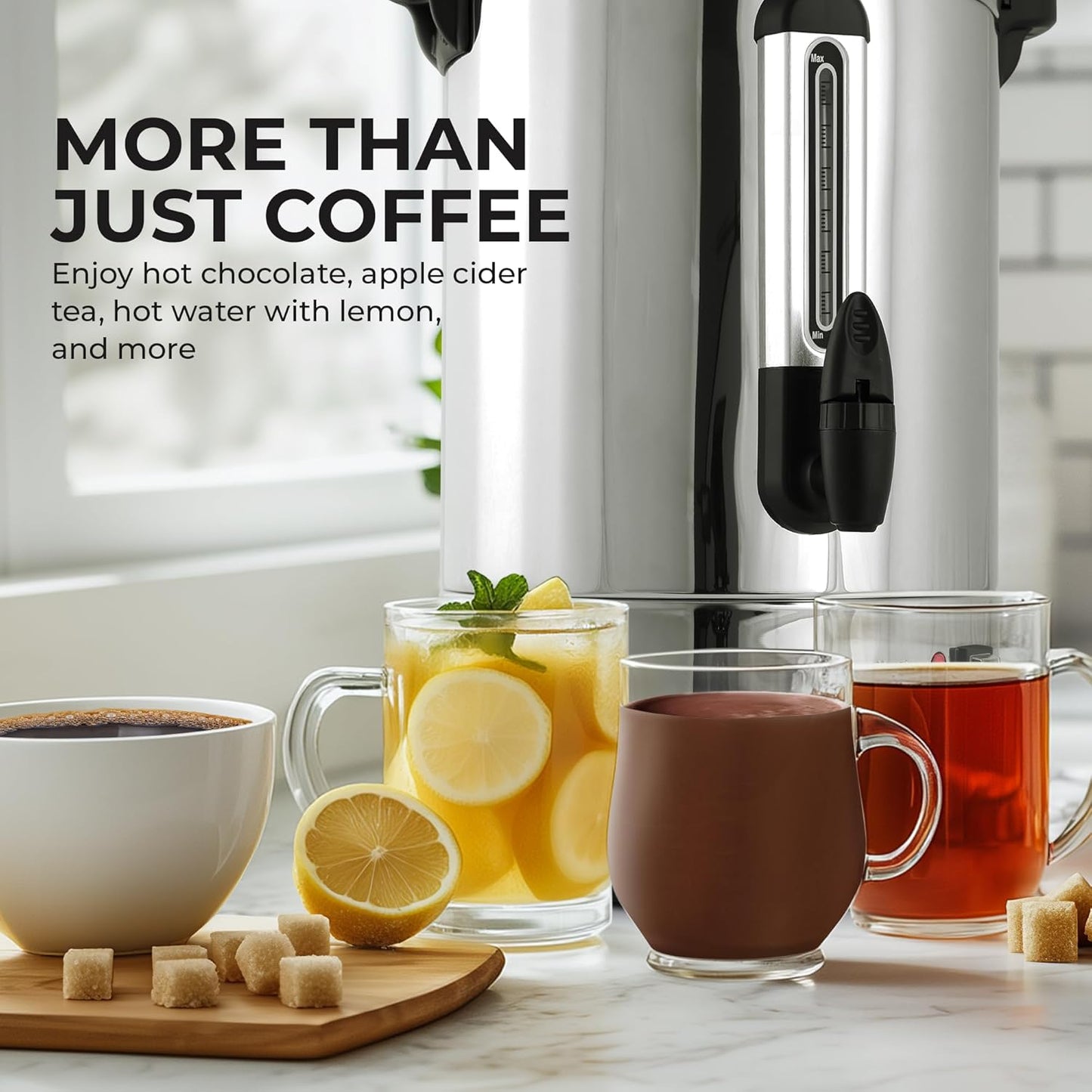 Zulay Kitchen Commercial Grade Coffee Maker - 50 Cup Double-Wall Stainless Steel Urn | Quick Brew & Hot Beverages - Silver