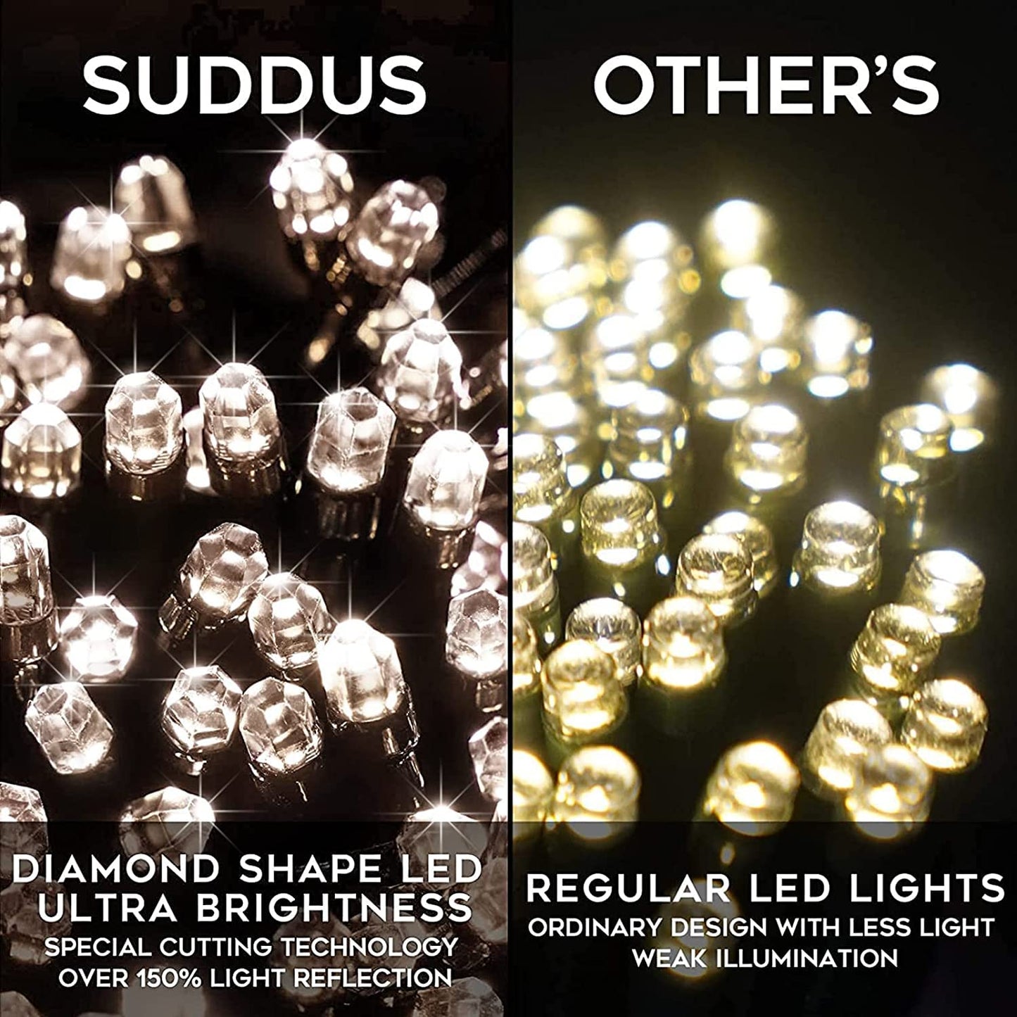 suddus White Christmas Tree Lights Outdoor, 66ft 200 LED Christmas String Lights with 8 Modes, Twinkle Lights for Christmas Tree, Bedroom, Backyard, Patio, Porch, House Decoration