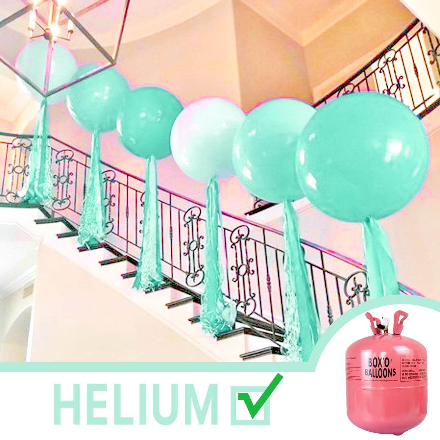 PartyWoo Mint-q03 4pcs 36" Balloons, Ice Cream Theme, Latex, Jumbo, for Birthday, Wedding Decorations