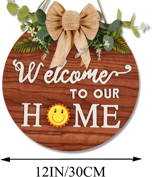 Interchangeable Welcome Home Sign - Rustic Farmhouse Front Door Wreath for All Seasons | Holiday Decor