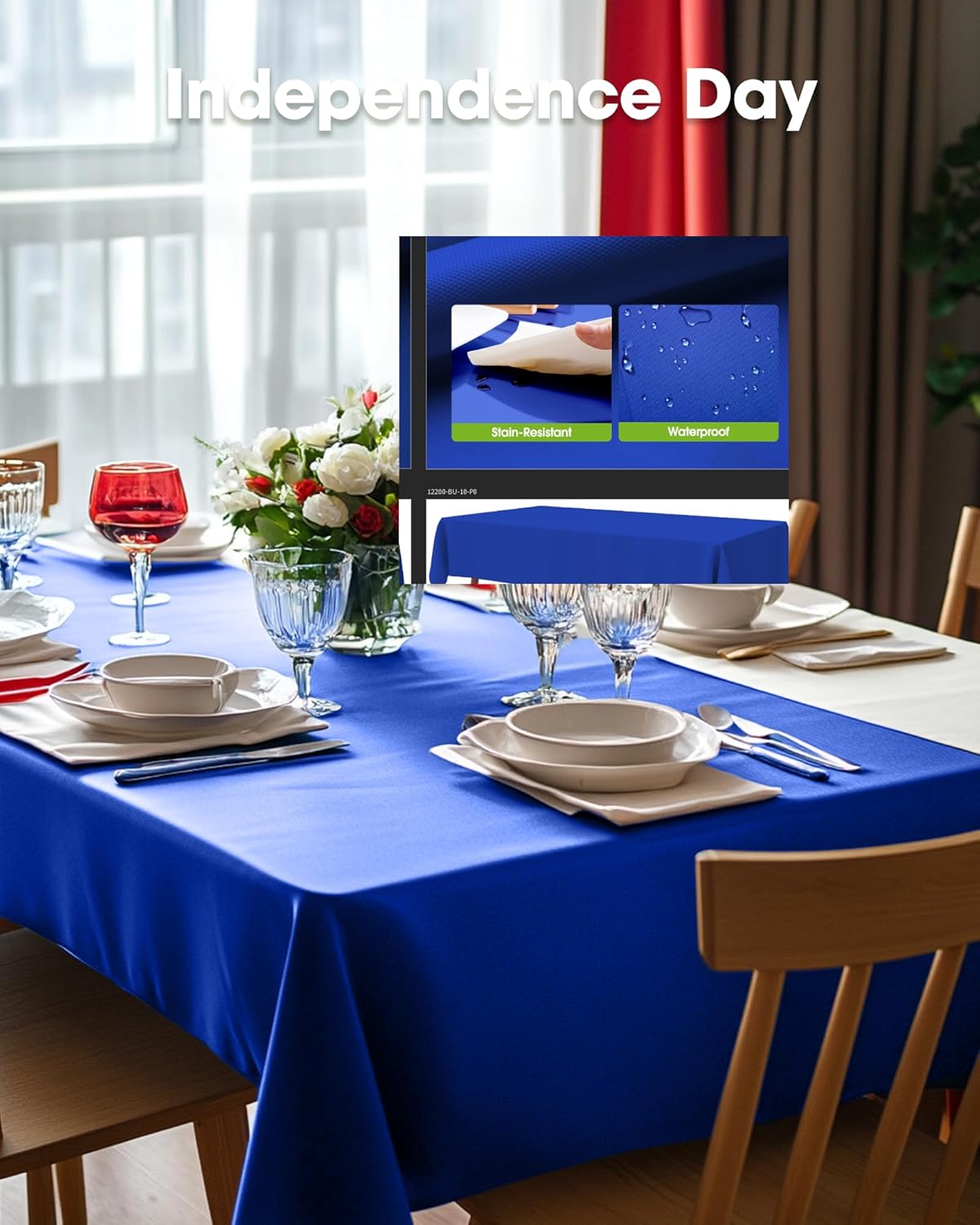 Pureegg Disposable Plastic Tablecloths - 10 Pack, 54 x 108 Inch, Sturdy Navy Blue for Patriotic Celebrations