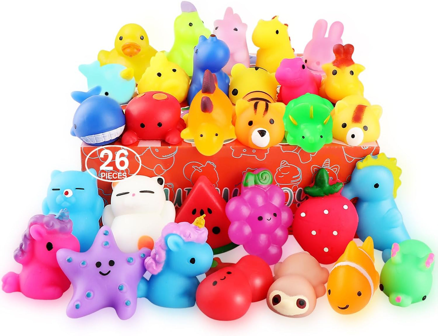 Nobasco Squishies | 26-Pack Mochi Cat Squishy Toys - Kawaii Slow Rising Stress Relievers