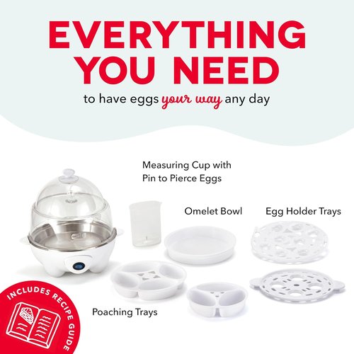 Dash Deluxe Egg Cooker | 3-in-1 Boiler, Poacher & Steamer - Holds 12 Eggs - BPA Free & Dishwasher Safe