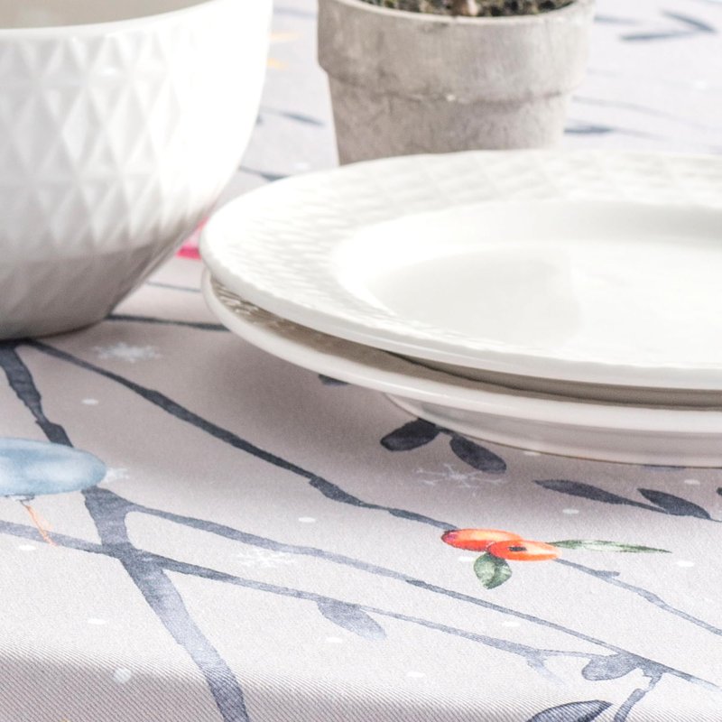 Maison d' Hermine Table Cloth Round Table 100% Cotton 63 Inches Fall Tablecloth Reusable Everyday Use for Thanksgiving Christmas Decorations Dining Farmhouse Party (Fairy Christmas)