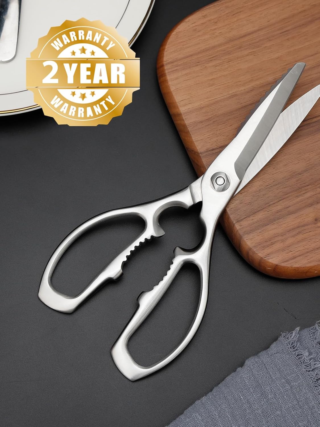 Skiennix Kitchen Scissors - Heavy Duty Forged Stainless Steel Shears | Dishwasher Safe for Meat & Vegetables