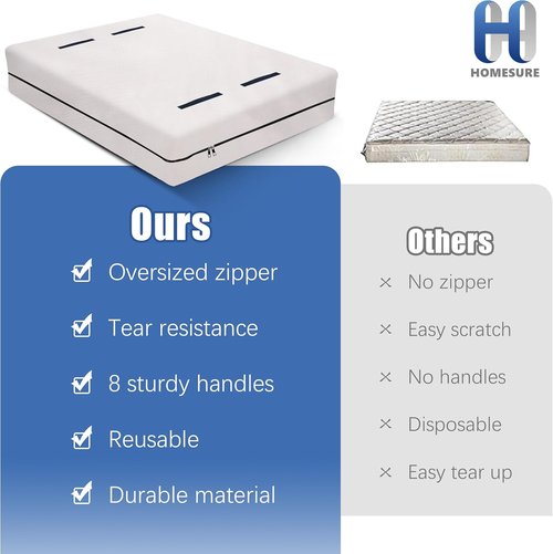 HOMESURE Mattress Bags for Moving | Heavy-Duty Storage with 8 Handles & Strong Zipper - Queen Size