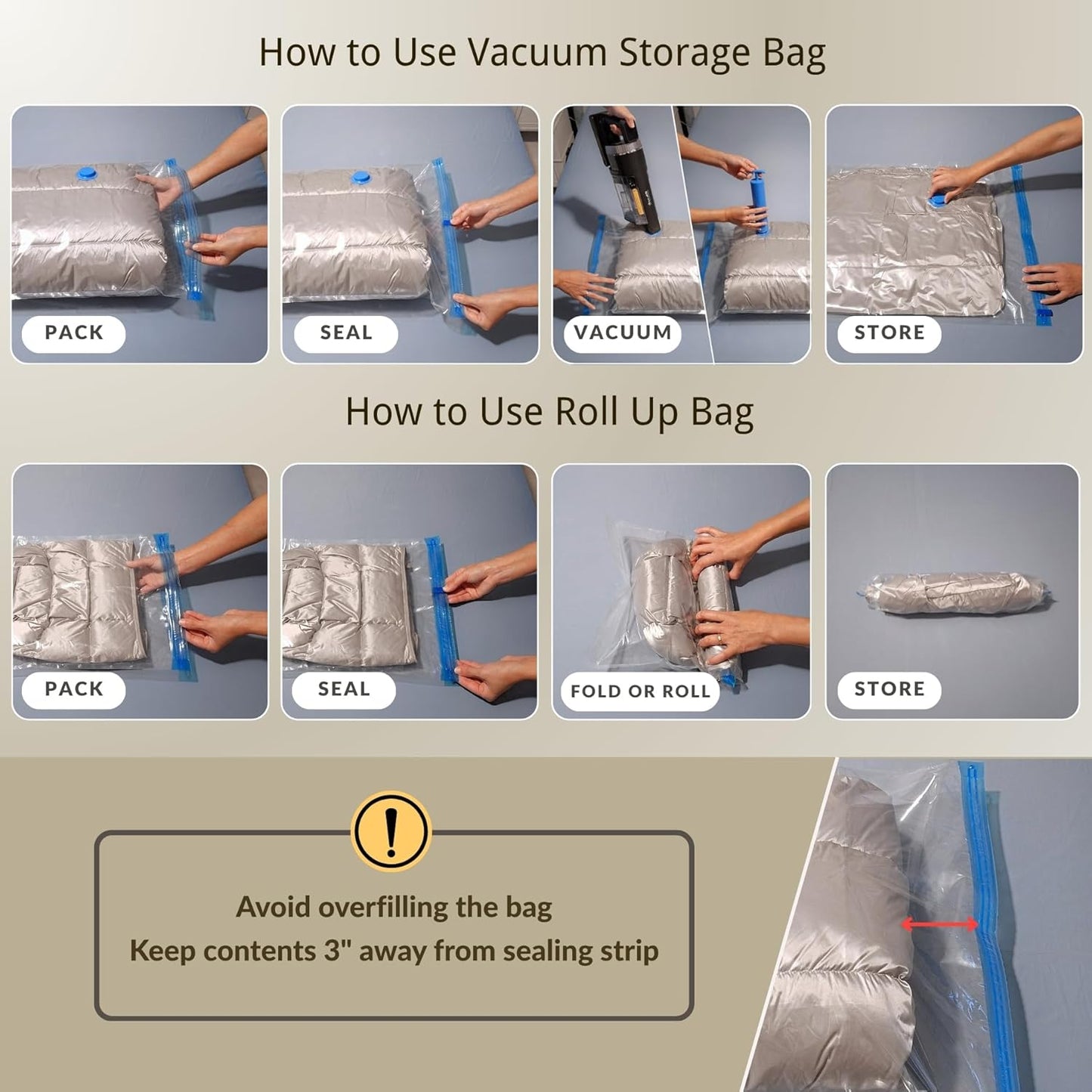 Skiennix Vacuum Storage Bags - 25 Pack Compression Space Saver for Bedding & Clothing | Travel & Closet Organizer